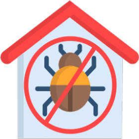 Anti-bug symbol inside house