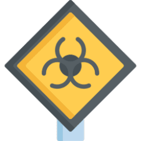 Yellow biohazard symbol on sign